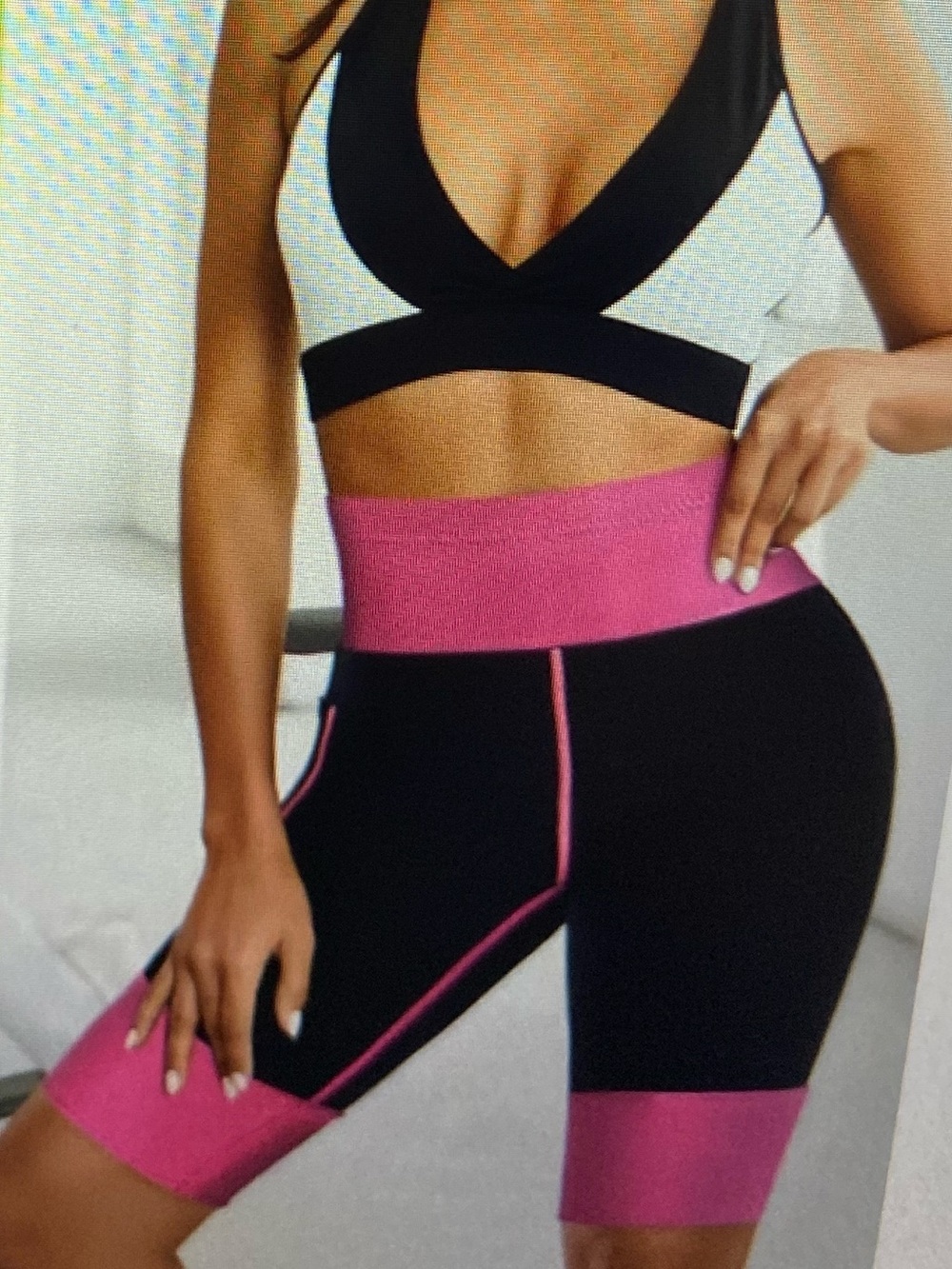 Trendy boutique Black & Pink High-Rise Athletic Biker Shorts